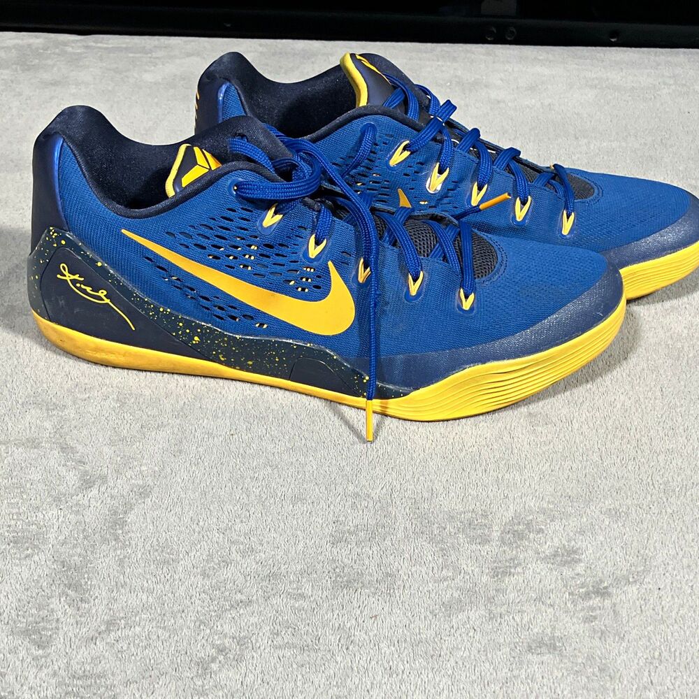 Nike Kobe 9 EM Men’s Low-Top Lace-Up Athletic Sneakers Gym Blue/Gold 2014 size13